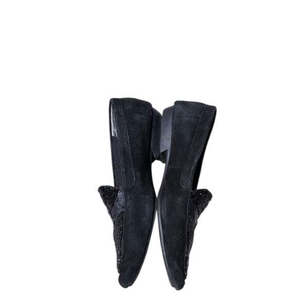 Beverly Feldman Black Beaded Loafers